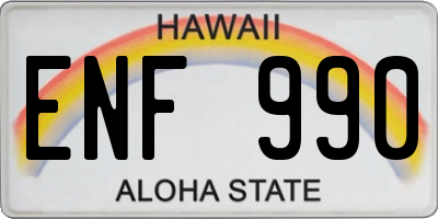 HI license plate ENF990