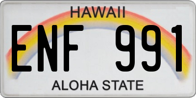 HI license plate ENF991