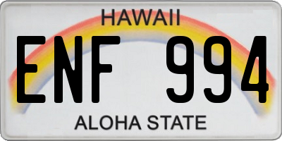 HI license plate ENF994