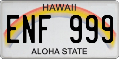 HI license plate ENF999