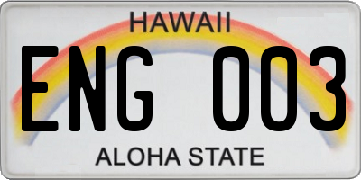 HI license plate ENG003