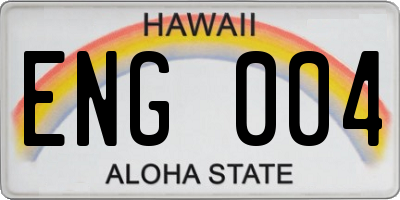 HI license plate ENG004