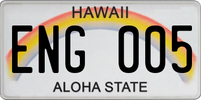 HI license plate ENG005