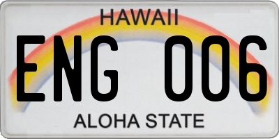 HI license plate ENG006