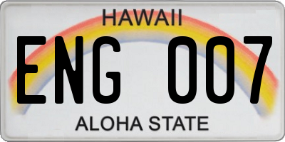 HI license plate ENG007