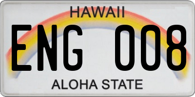 HI license plate ENG008