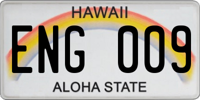 HI license plate ENG009