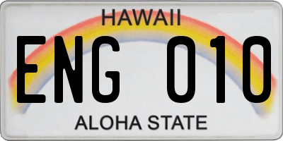 HI license plate ENG010