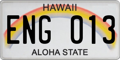 HI license plate ENG013