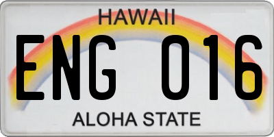 HI license plate ENG016