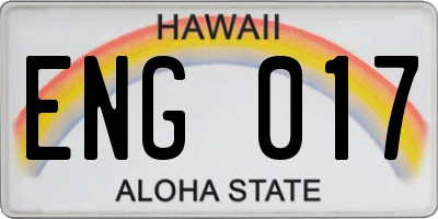 HI license plate ENG017