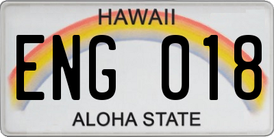 HI license plate ENG018