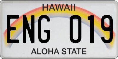 HI license plate ENG019