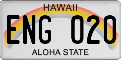 HI license plate ENG020