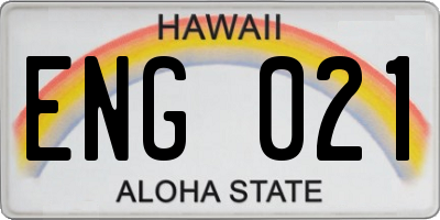 HI license plate ENG021