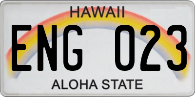 HI license plate ENG023