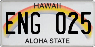 HI license plate ENG025