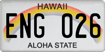 HI license plate ENG026