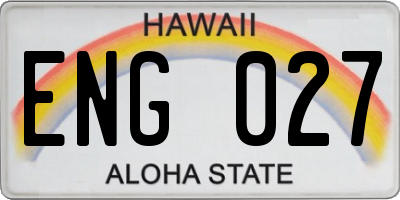 HI license plate ENG027