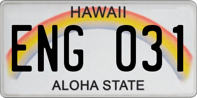 HI license plate ENG031
