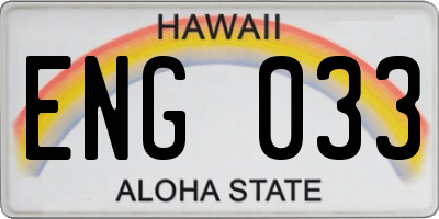 HI license plate ENG033