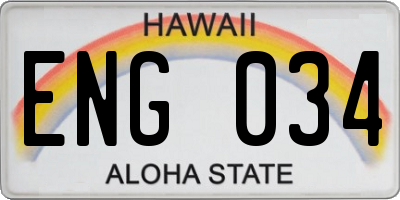 HI license plate ENG034