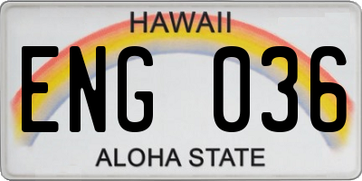HI license plate ENG036