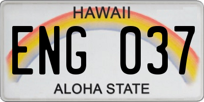 HI license plate ENG037