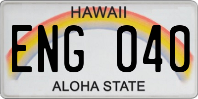 HI license plate ENG040