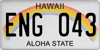 HI license plate ENG043