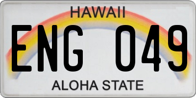 HI license plate ENG049