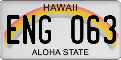 HI license plate ENG063