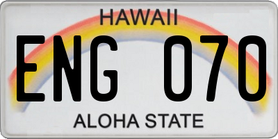 HI license plate ENG070