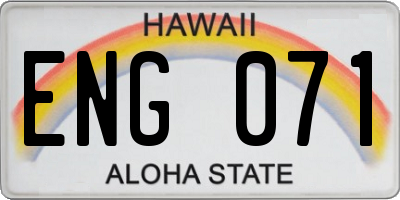 HI license plate ENG071