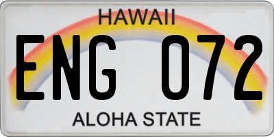 HI license plate ENG072