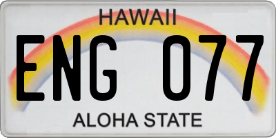 HI license plate ENG077