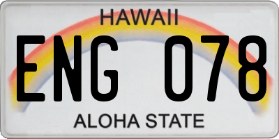 HI license plate ENG078