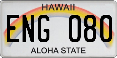 HI license plate ENG080