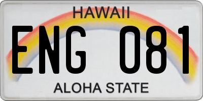 HI license plate ENG081