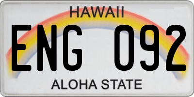 HI license plate ENG092