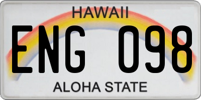 HI license plate ENG098