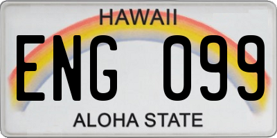 HI license plate ENG099