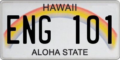 HI license plate ENG101