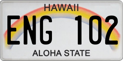 HI license plate ENG102