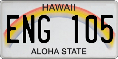 HI license plate ENG105