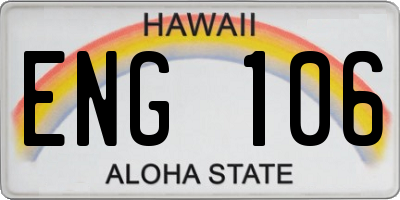 HI license plate ENG106