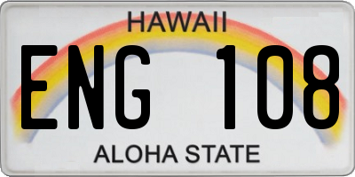 HI license plate ENG108