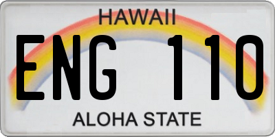 HI license plate ENG110
