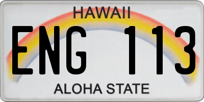 HI license plate ENG113