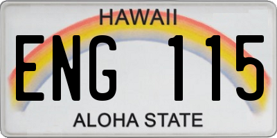 HI license plate ENG115